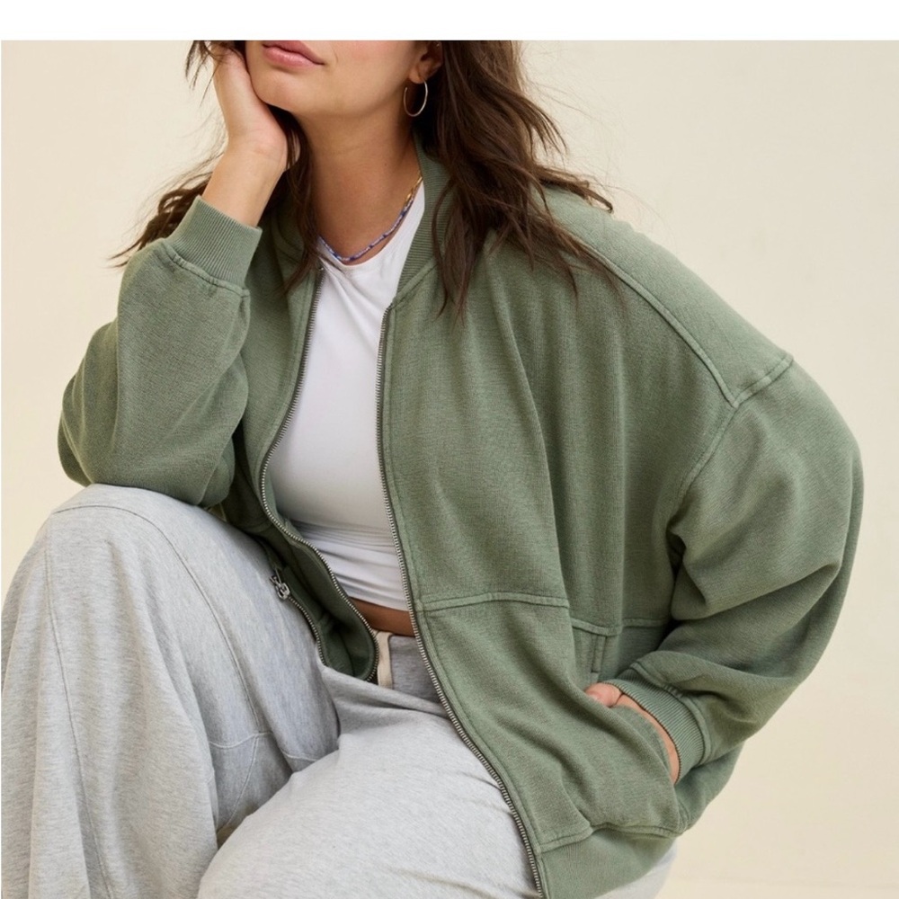 Aerie Olive Bomber Jacket